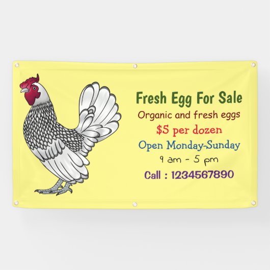 Sekel cartoon vers ei-teken voor verkoop spandoek (Horizontaal)