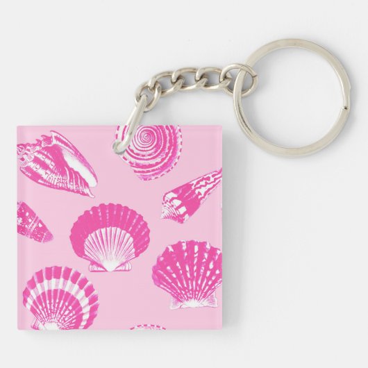 Sekells - Fuchsia roze en wit Sleutelhanger (Achterkant)