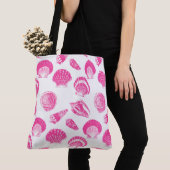 Sekells - Fuchsia roze en wit Tote Bag (Dichtbij)