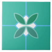 Sekerbladen, blauwe en witte diamant op cyaan tegeltje (Voorkant)