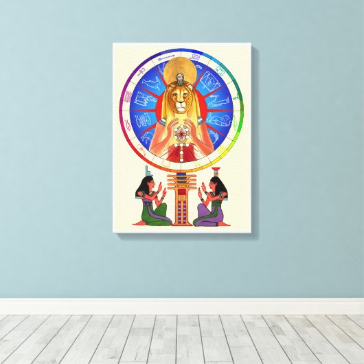 Sekhmet balanceert tijd canvas afdruk (Insitu (Houten vloer))