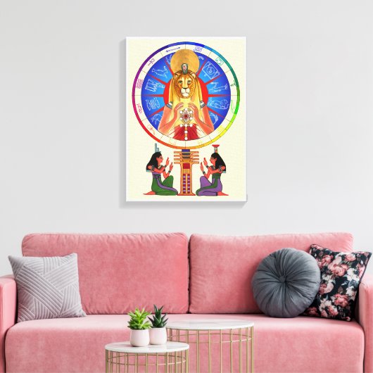 Sekhmet balanceert tijd canvas afdruk (Insitu (Woonkamer))