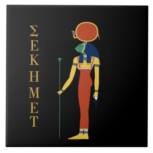 SEKHMET EGYPTIAN GODDESS TILE. TEGELTJE (Voorkant)