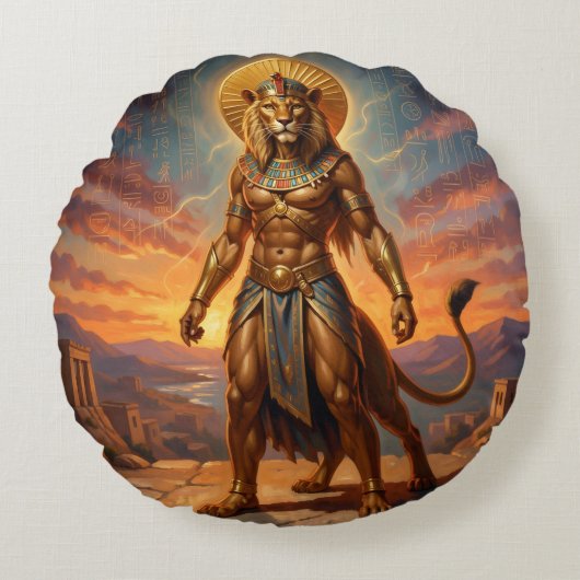 Sekhmet – Lion-Headed War Goddess´2 Rond Kussen (Voorkant)