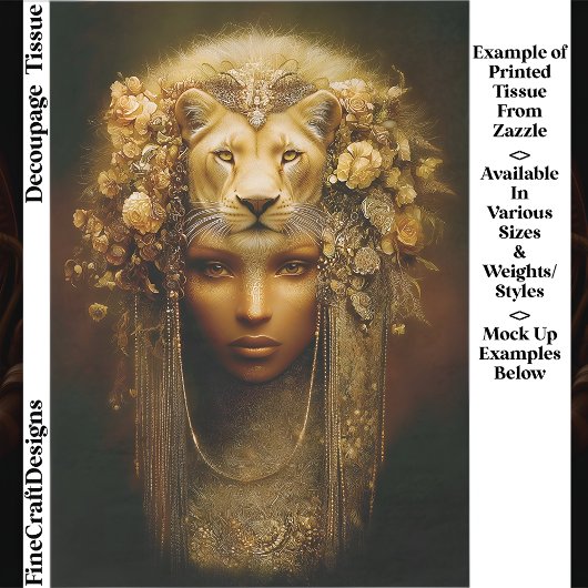 Sekhmet Lioness Goddess Portrait EW1 Decoupage Tissuepapier