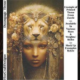 Sekhmet Lioness Goddess Portrait EW1Z Decoupage Tissuepapier