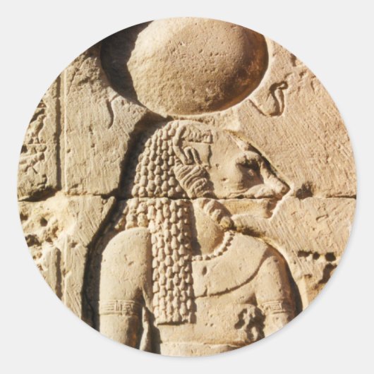 Sekhmet Lioness Hieroglyphic Ronde Sticker (Voorkant)