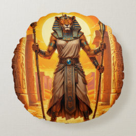 Sekhmet – Löwenköpfige Kriegsgöttin Rond Kussen