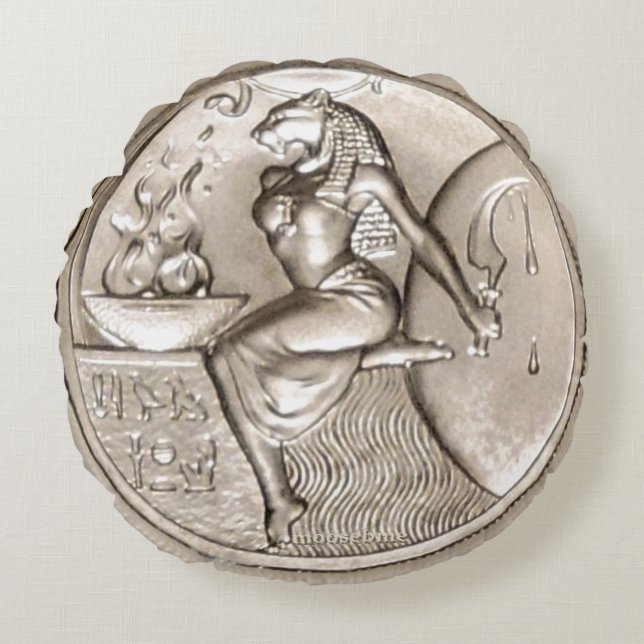 Sekhmet Two Ounce Solid .999 Silver Rond Kussen (Voorkant)