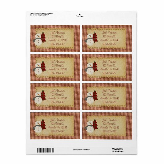 Seks kerstlabel etiket (Full Sheet)