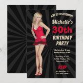 Seksieke Hete Blonde Vrouw Verjaardagsfeest Uitnod Kaart (Voorkant / Achterkant)
