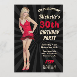 Seksieke Hete Blonde Vrouw Verjaardagsfeest Uitnod Kaart