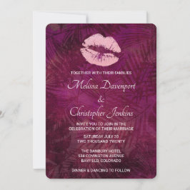 Seksige Roze Glitter Lippen Glamoureuze Trouwdag Kaart