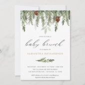 Seksneutraal dennenbomen winterbrunch baby kaart (Voorkant)