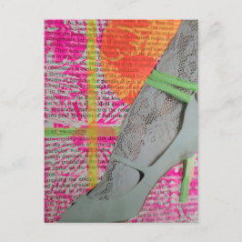Seksueel been in kant en hakken Mixed Media Collag Briefkaart