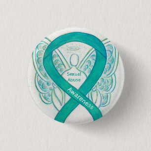 Seksueel misbruik Awareness Angel Ribbon Pin Ronde Button 3,2 Cm