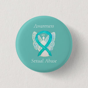 Seksueel misbruik Awareness Angel Ribbon Pin Ronde Button 3,2 Cm