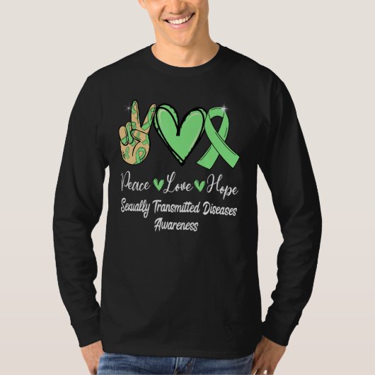 Seksueel overgedragen ziekten STD Peace Love Hope T-shirt (Voorkant)