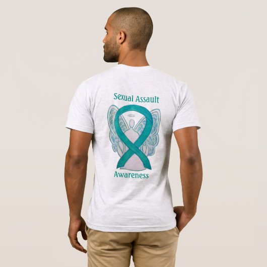 Seksuele asbest Awareness Ribbon Angel Custom Shir T-shirt (Achterkant volledig)