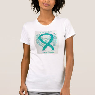 Seksuele asbest Blauwgroen bewustzijn Ribbon Angel T-shirt