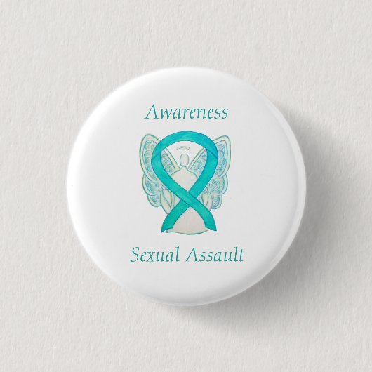 Seksuele Assault Awareness Angel Ribbon Pin Ronde Button 3,2 Cm (Voorkant)