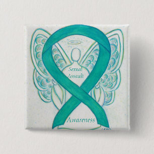 Seksuele Assault Awareness Angel Ribbon Pin Vierkante Button 5,1 Cm
