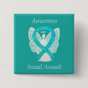 Seksuele Assault Awareness Angel Ribbon Pin Vierkante Button 5,1 Cm