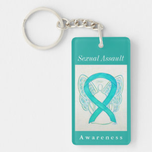 Seksuele Assault Awareness Ribbon Angel Sleutelhan Sleutelhanger