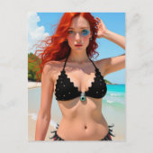 Seksy Zwarte Bikini Scifi Dames Postkaart (Voorkant)