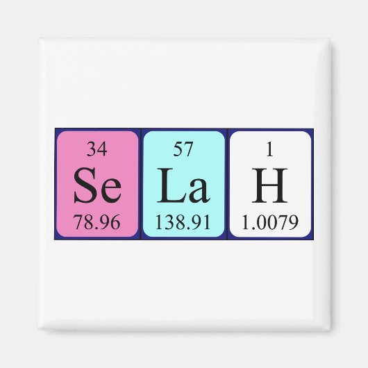 Selah periodieke table name magnet (Voorkant)