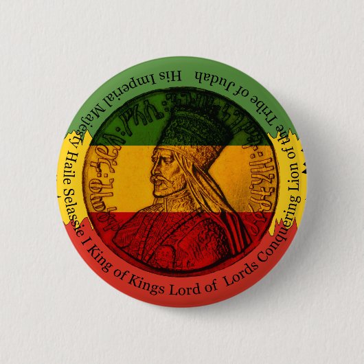 Selassie I Speld Ronde Button 5,7 Cm (Voorkant)