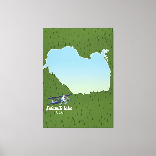 Selawik meer Alaska kaart Canvas Afdruk (Voorkant)