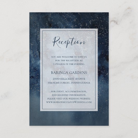 Selderige nachtelijke hemel met Lijst bruiloft Informatiekaartje (Voorkant)