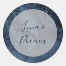 Selderige nachtelijke hemel met Lijst envelop Ronde Sticker