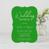 Selderij en Forest Green Typography Trouwdouche Kaart (Staand voorkant)