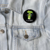 Selderij Funny Veggie Celery Pun Dark BG Ronde Button 5,7 Cm (In situ)