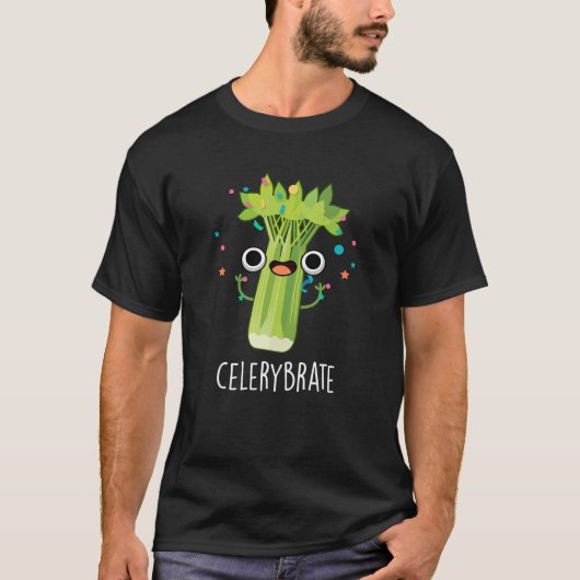 Selderij Funny Veggie Celery Pun Dark BG T-shirt (Voorkant)