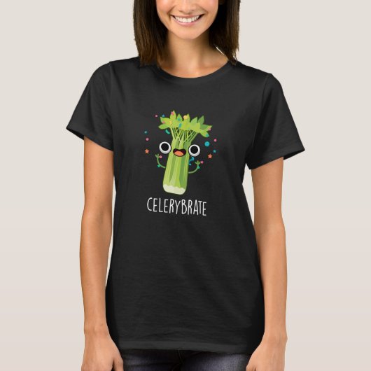 Selderij Funny Veggie Celery Pun Dark BG T-shirt (Voorkant)