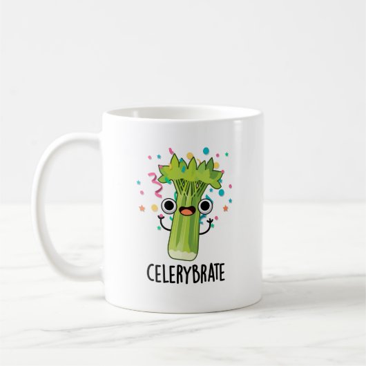 Selderijbont Funny Veggie Celery Pun Koffiemok (Links)