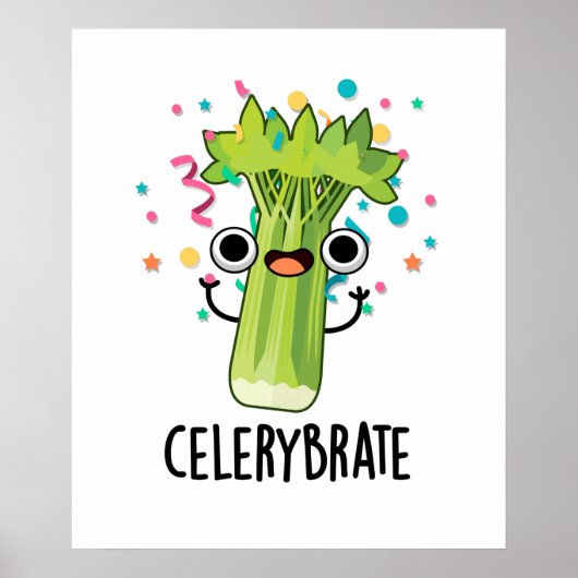 Selderijbont Funny Veggie Celery Pun Poster (Voorkant)