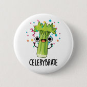 Selderijbont Funny Veggie Celery Pun Ronde Button 5,7 Cm (Voorkant)