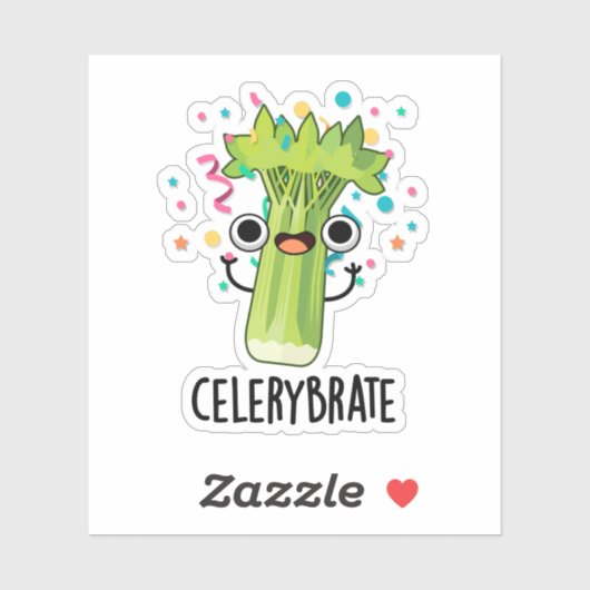 Selderijbont Funny Veggie Celery Pun Sticker (Vel)