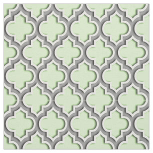 Selderijgroen, donkergrijs Marokkaans Quatrefoil # Stof