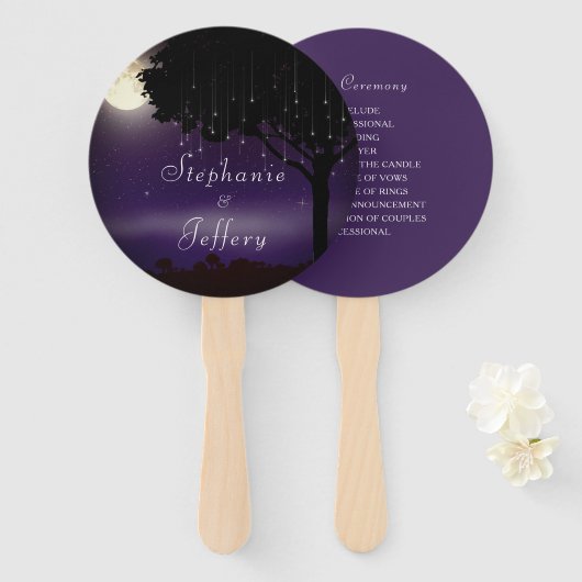 Selderijsterren en Mon String Light Wedding Handwaaier (Voorkant en achterkant)