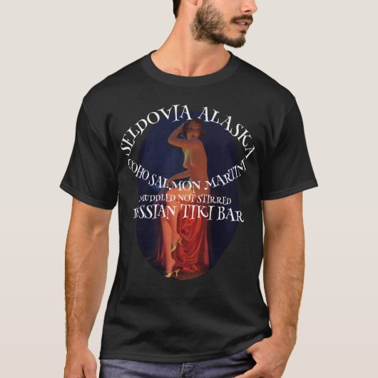SELDOVIA ALASKA COHO SALMON MARTINI T-SHIRT (Voorkant)