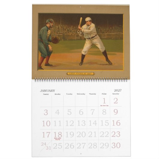 Selecteer 1911 Golden Era Baseball-kaarten Kalender (Jan 2027)