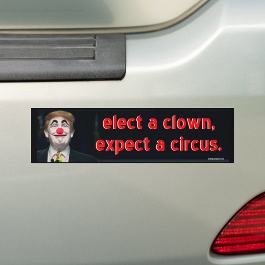 Selecteer een clown, bumpersticker (Op auto)