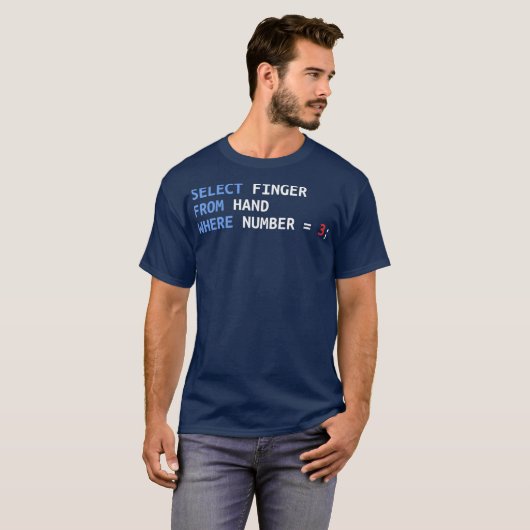 Selecteer het middenvingergegevensbestand SQL Data T-shirt (Voorkant volledig)