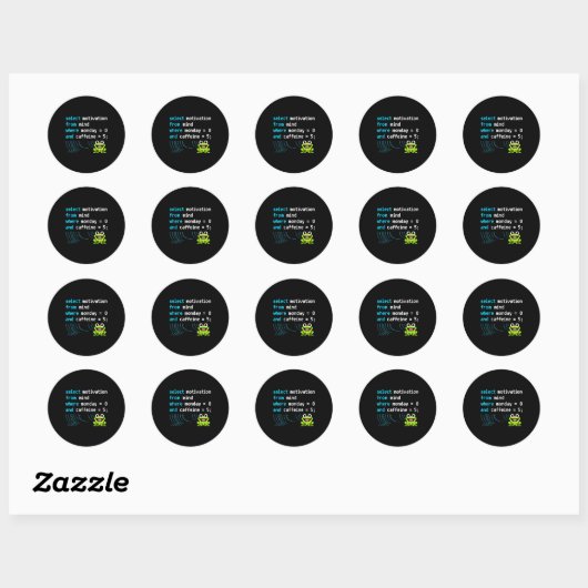 Selecteer Motivation Frog – Funny Pixel SQL Code Ronde Sticker (Vel)
