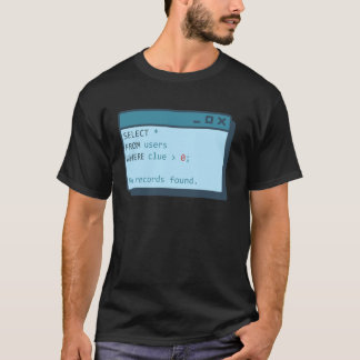 Selecteer uit gebruikers met een Clue groter dan 0 T-shirt